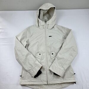 Oakley Ski Jacket Womens Small White Hooded Full Zip Thumbholes Snow Winter